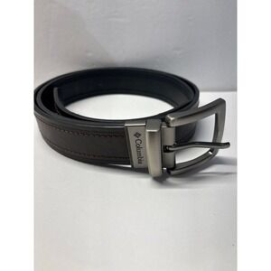 Columbia Reversible Black / Brown Leather Belt Silver Buckle (1.5 in)
